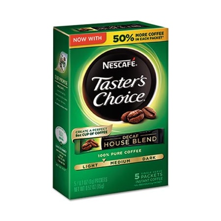 Nestle Nescafe, Taster's Choice Decaf House Blend Instant Coffee, 0.1oz Stick, 12PK 86073